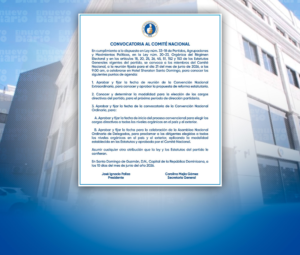 PRM convoca reunión de su Comité Nacional para el 21 de junio