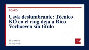 Imagen editorial de El Matutino para Usyk deslumbrante: Técnico KO en el ring deja a Rico Verhoeven sin título