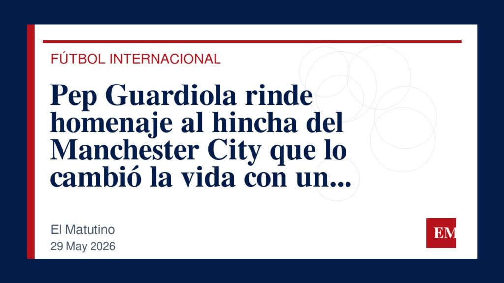 Imagen editorial de El Matutino para Pep Guardiola rinde homenaje al hincha del Manchester City que lo cambió la vida con un emotivo encuentro…
