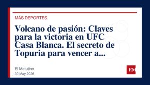 Imagen editorial de El Matutino para Volcano de pasión: Claves para la victoria en UFC Casa Blanca. El secreto de Topuria para vencer a Gaethje