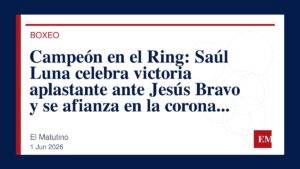 Imagen editorial de El Matutino para Campeón en el Ring: Saúl Luna celebra victoria aplastante ante Jesús Bravo y se afianza en la corona WBC…