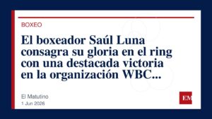 Imagen editorial de El Matutino para El boxeador Saúl Luna consagra su gloria en el ring con una destacada victoria en la organización WBC Latino.