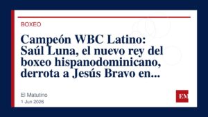 Imagen editorial de El Matutino para Campeón WBC Latino: Saúl Luna, el nuevo rey del boxeo hispanodominicano, derrota a Jesús Bravo en un…