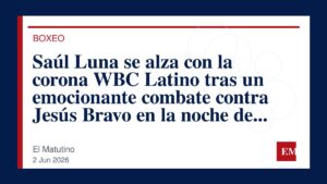 Imagen editorial de El Matutino para Saúl Luna se alza con la corona WBC Latino tras un emocionante combate contra Jesús Bravo en la noche de la…