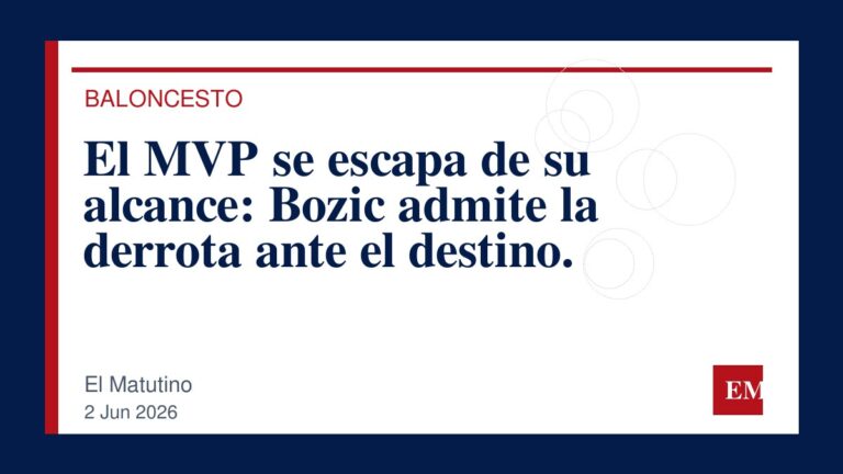 Imagen editorial de El Matutino para El MVP se escapa de su alcance: Bozic admite la derrota ante el destino.