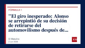 Imagen editorial de El Matutino para “El giro inesperado: Alonso se arrepintió de su decisión de retirarse del automovilismo después de una…