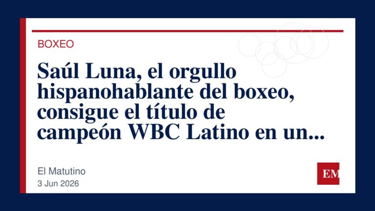 Imagen editorial de El Matutino para Saúl Luna, el orgullo hispanohablante del boxeo, consigue el título de campeón WBC Latino en un emotivo y…