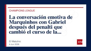 Imagen editorial de El Matutino para La conversación emotiva de Marquinhos con Gabriel después del penalti que cambió el curso de la Champions…