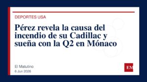 Imagen editorial de El Matutino para Pérez revela la causa del incendio de su Cadillac y sueña con la Q2 en Mónaco