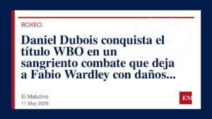 Imagen editorial de El Matutino para Daniel Dubois conquista el título WBO en un sangriento combate que deja a Fabio Wardley con daños graves en…