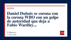 Imagen editorial de El Matutino para Daniel Dubois se corona con la corona WBO con un golpe de autoridad que deja a Fabio Wardley gravemente…