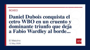 Imagen editorial de El Matutino para Daniel Dubois conquista el cetro WBO en un cruento y dominante triunfo que deja a Fabio Wardley al borde del…