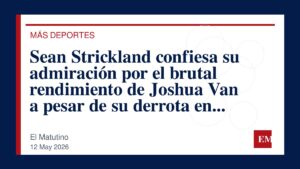Imagen editorial de El Matutino para Sean Strickland confiesa su admiración por el brutal rendimiento de Joshua Van a pesar de su derrota en UFC…