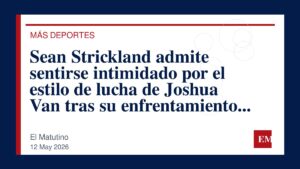 Imagen editorial de El Matutino para Sean Strickland admite sentirse intimidado por el estilo de lucha de Joshua Van tras su enfrentamiento en UFC…