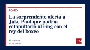 Imagen editorial de El Matutino para La sorprendente oferta a Jake Paul que podría catapultarlo al ring con el rey del boxeo