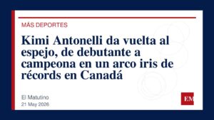Imagen editorial de El Matutino para Kimi Antonelli da vuelta al espejo, de debutante a campeona en un arco iris de récords en Canadá