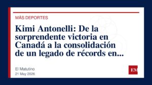 Imagen editorial de El Matutino para Kimi Antonelli: De la sorprendente victoria en Canadá a la consolidación de un legado de récords en Fórmula 1.