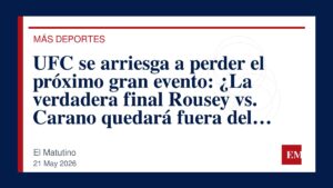 Imagen editorial de El Matutino para UFC se arriesga a perder el próximo gran evento: ¿La verdadera final Rousey vs. Carano quedará fuera del…