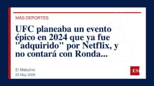 Imagen editorial de El Matutino para UFC planeaba un evento épico en 2024 que ya fue “adquirido” por Netflix, y no contará con Ronda Rousey y Cris…