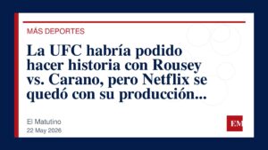 Imagen editorial de El Matutino para La UFC habría podido hacer historia con Rousey vs. Carano, pero Netflix se quedó con su producción más…