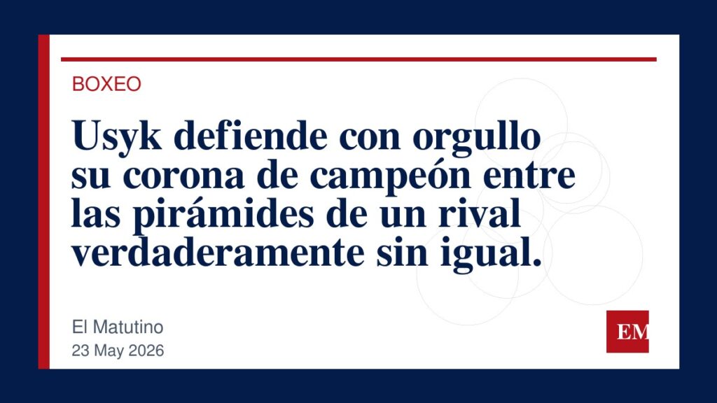 Imagen editorial de El Matutino para Usyk defiende con orgullo su corona de campeón entre las pirámides de un rival verdaderamente sin igual.