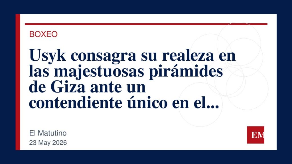 Imagen editorial de El Matutino para Usyk consagra su realeza en las majestuosas pirámides de Giza ante un contendiente único en el ring.