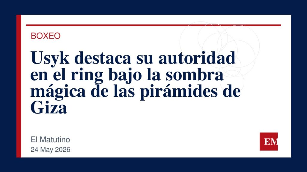Imagen editorial de El Matutino para Usyk destaca su autoridad en el ring bajo la sombra mágica de las pirámides de Giza