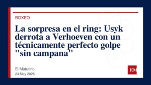 Imagen editorial de El Matutino para La sorpresa en el ring: Usyk derrota a Verhoeven con un técnicamente perfecto golpe “sin campana”