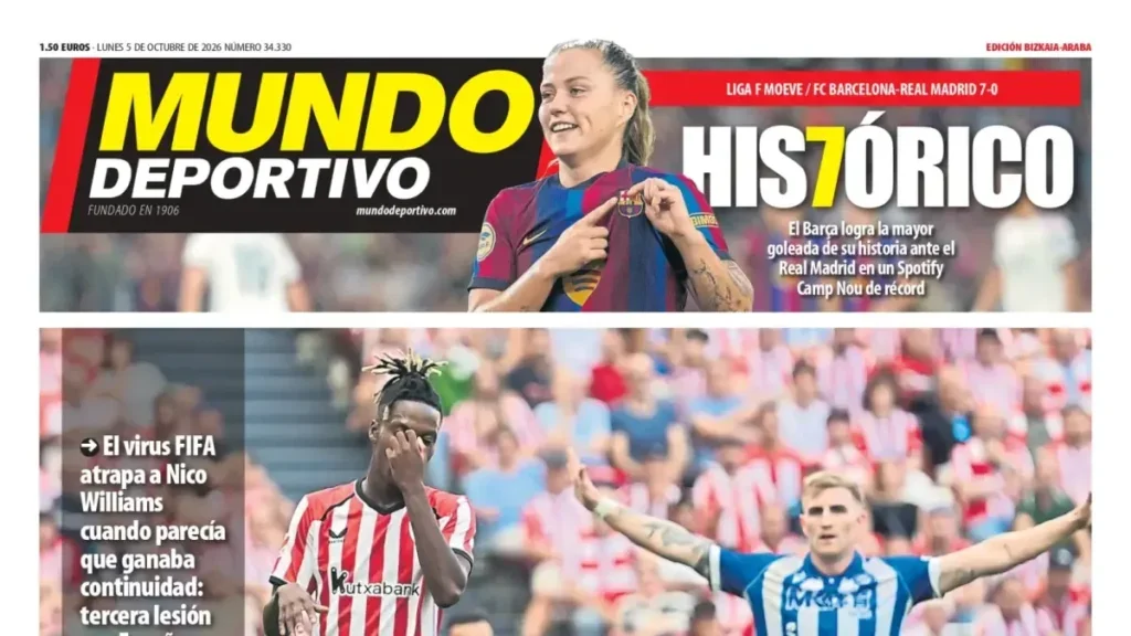 Portada de hoy en la Edición Bizkaia-Araba de Mundo Deportivo